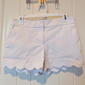Scalloped LOFT White Shorts